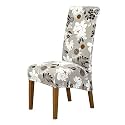 HOKIPO Elira 140 GSM High Back Chair Cover Set of 2, Feather Brown Floral
