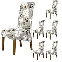 HOKIPO Elira 140 GSM High Back Chair Cover Set of 2, Feather Brown Floral