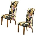 HOKIPO Elira 140 GSM High Back Chair Cover Set of 2, Wine Abstract Geometry
