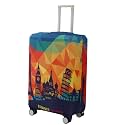 HOKIPO 180gsm Durable and Washable Suitcase Covers for Trolley Suitcase, Large (26-27inch), Multicolor Across Globe (AR-5185-D9)