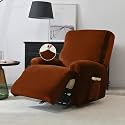 HOKIPO 200 GSM Velvet Stretchable Recliner Cover for 3 Seater, Rustic Brown