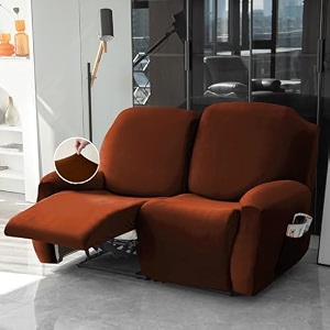 hokipo 200 gsm velvet stretchable recliner cover for 3 seater rustic brown