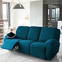 HOKIPO 200 GSM Velvet Stretchable Recliner Cover for 2 Seater, Peacock Blue