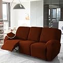 HOKIPO 200 GSM Velvet Stretchable Recliner Cover for 3 Seater, Rustic Brown