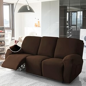 hokipo 200 gsm velvet stretchable recliner cover for 1 seater beige