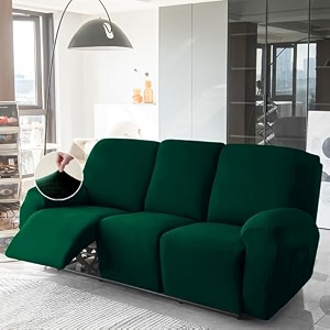 hokipo 200 gsm velvet stretchable recliner cover for 2 seater hunter green