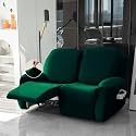 HOKIPO 200 GSM Velvet Stretchable Recliner Cover for 2 Seater, Hunter Green