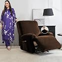 HOKIPO 200 GSM Velvet Stretchable Recliner Cover for 1 Seater, Brown
