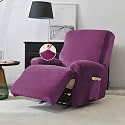 HOKIPO 200 GSM Velvet Stretchable Recliner Cover for 2 Seater, Purple