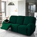 HOKIPO 200 GSM Velvet Stretchable Recliner Cover for 2 Seater, Hunter Green