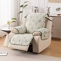 HOKIPO HomeHues Quilted Recliner Mat 1 Seater, Light Green Ash Gypsy Flower