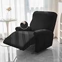 HOKIPO SereneSolids 140 GSM Stretchable Recliner Cover for 1 Seater, Black
