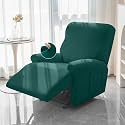 HOKIPO 6-Pieces Elastic Stretchable Recliner Sofa Cover 2 Seater Fully Covered Soft Washable Sofa Slipcovers Furniture Protector, Teal (NEW-4741-TEAL)