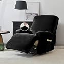 HOKIPO 200 GSM Velvet Stretchable Recliner Cover for 1 Seater, Black