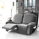 HOKIPO 200 GSM Velvet Stretchable Recliner Cover for 1 Seater, Dark Grey