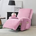 HOKIPO 200 GSM Velvet Stretchable Recliner Cover for 2 Seater, Pink