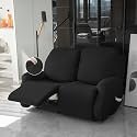 HOKIPO SereneSolids 140 GSM Stretchable Recliner Cover for 2 Seater, Black