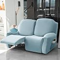 HOKIPO 200 GSM Velvet Stretchable Recliner Cover for 2 Seater, Sky Blue