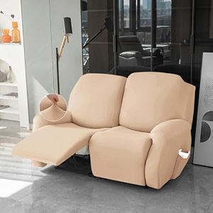 hokipo 39serenesolids39 140 gsm 4-pieces super stretch recliner chair cover 1 seater fully covered washable furniture protector beige new-4740-bge