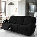 HOKIPO 200 GSM Velvet Stretchable Recliner Cover for 3 Seater, Black