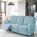 HOKIPO 200 GSM Velvet Stretchable Recliner Cover for 1 Seater, Sky Blue