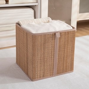 HOKIPO Bamboo Storage Basket - Foldable Storage
