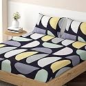 HOKIPO Brushed Microfiber 135 GSM Printed Elastic Queen Size Fitted Bedsheet, 78x60 inches with 2 Pillow Cover, Leaves Warm Taupe Brown (IN-631-D17)
