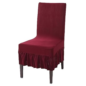 hokipo chair cover set of 1 with frill maroon ar-4793-d5