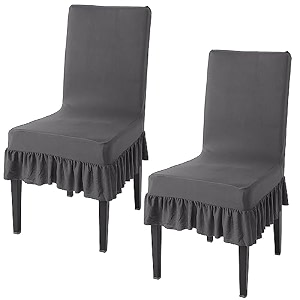 hokipo chair cover set of 2 with frill fossil grey ar-4793-d92