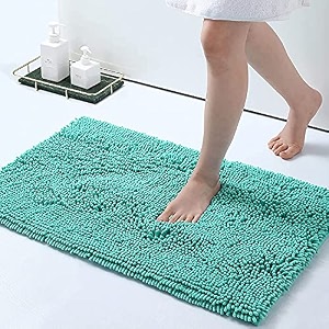 hokipo chenille microfiber rectangular bathroom mats for home 45x60 cm turquoise ar3797