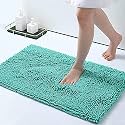 HOKIPO Chenille Microfiber Rectangular Bathroom Mats For Home, 45X60 Cm, Turquoise (Ar3797)