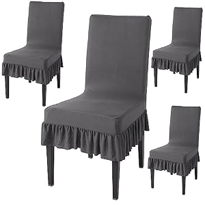 hokipo chair cover set of 4 with frill fossil grey ar-4793-d94