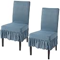HOKIPO Fully Covered Chair Cover Set of 1 with Frill, Black (AR-4793-D2)