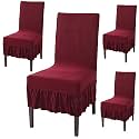 HOKIPO Polyester Blend Chair Cover Set Of 4 With Frill, Maroon (Ar-4793-D5*4)