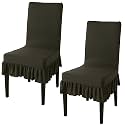 HOKIPO Elastic Chair Cover Set of 2 with Frill, Juniper Green (AR-4793-D8*2)