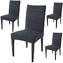 HOKIPO Dining Table Chair Cover 4 Seater Elastic Slipcovers Seat Protector (AR-4075-D8*4)