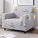 HOKIPO Elastic 1 Seater Sofa Cover Stretchable Slipcover (AR-4099-D11),Polyester Blend, Grey