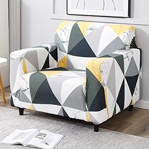 hokipo elastic stretchable single seater sofa cover ar-4277-e15geometric multi