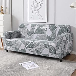 hokipo elastic stretchable universal sofa cover 3 seater ar-4101-d4polyester blend grey
