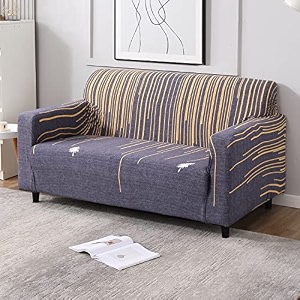 hokipo elastic stretchable universal sofa cover 2 seater ar-4100-d10polyester blend blue