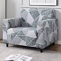 HOKIPO Polyester Blend Elastic Stretchable Universal Sofa Cover 1 Seater (Ar-4099-S4, Grey)
