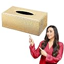 HOKIPO Faux Leather Tissue Paper Holder, Golden (AR4081-D3)