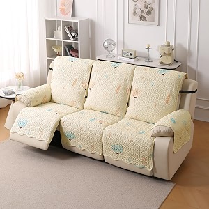 HOKIPO FloraWave Quilted Recliner Cover Mat for
