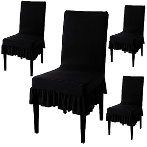 hokipo fully covered chair cover set of 1 with frill black ar-4793-d2