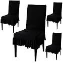 HOKIPO Fully Covered Chair Cover Set of 1 with Frill, Black (AR-4793-D2)