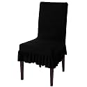 HOKIPO Fully Covered Chair Cover Set of 1 with Frill, Black (AR-4793-D2)