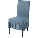 HOKIPO Fully Covered Chair Cover Set of 1 with Frill, Black (AR-4793-D2)
