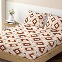 HOKIPO Brushed Microfiber 140 GSM Elastic Fitted Bedsheets Single Bed Size, 78x36 inches with 1 Pillow Cover, Floral Dessert Beige (IN-638-D4)
