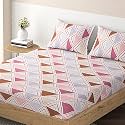 HOKIPO Brushed Microfiber 140 GSM Elastic Fitted Bedsheets King Size, 78x72 inches with 2 Pillow Cover, Hibiscus Maple Brown (IN-636-D10)