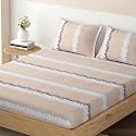 HOKIPO Brushed Microfiber 140 GSM Elastic Fitted Bedsheets Double Bed Size, 72x72 inches with 2 Pillow Cover, Space Blue Diamonds (IN-704-D1)